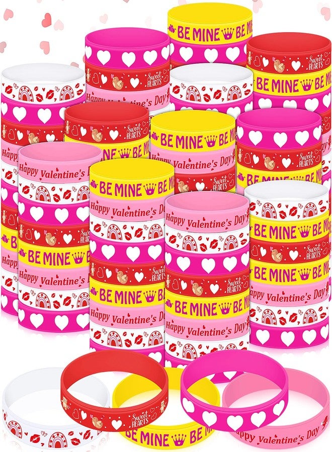 Remuuly 150 Pieces Valentine's Day Bracelets Rubber Silicone Wristband with 5 Patterns Valentines Gifts Party Favors for Goodie Bag Stuffers - Image 1